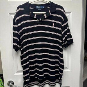 Ralph Lauren, Short Sleeve Polo, XL, Navy with White and red stripes